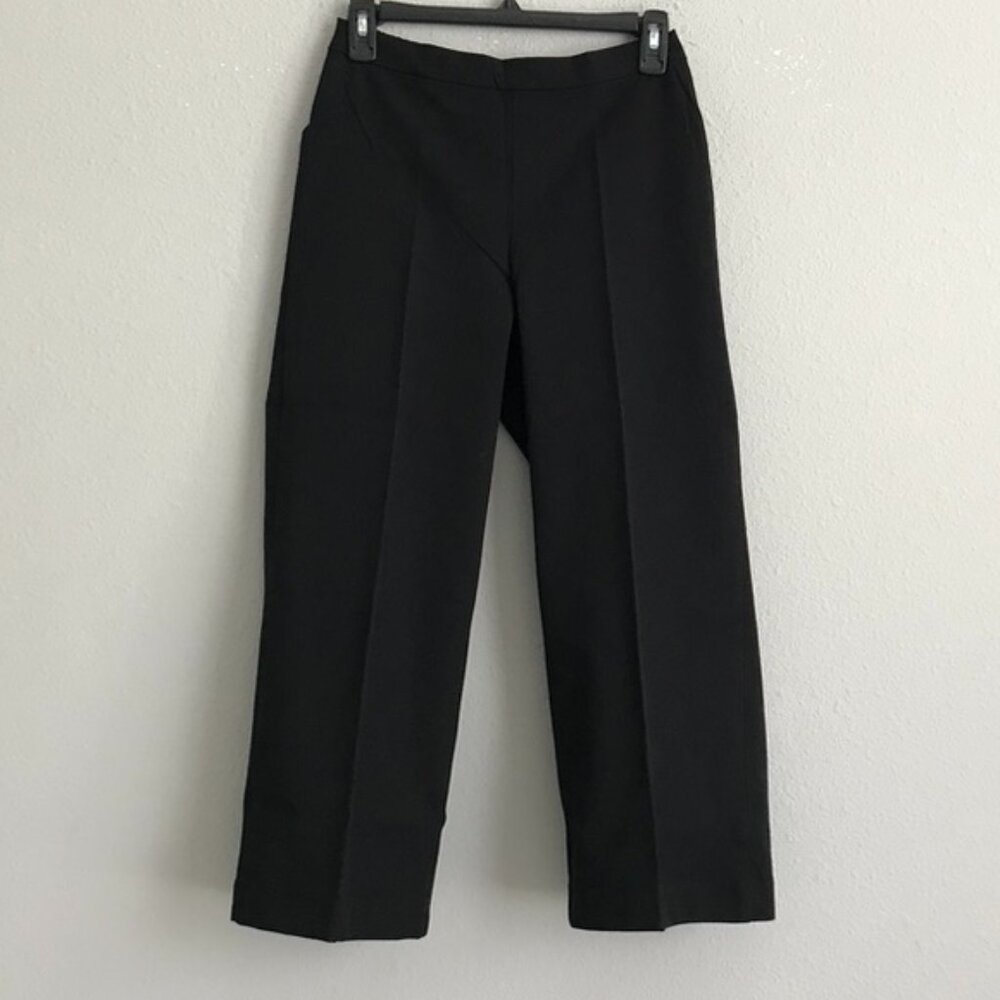 Isaac Mizrahi Petite 24/7 Stretch Crop Wide-Leg Pants - Black (Sz 4P) a395270